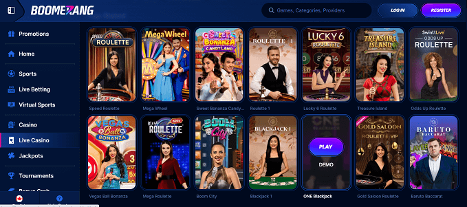 Boomerang casino homepage img