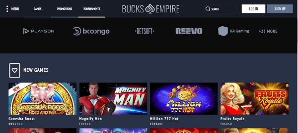 Bucks Empire Casino Australia interface
