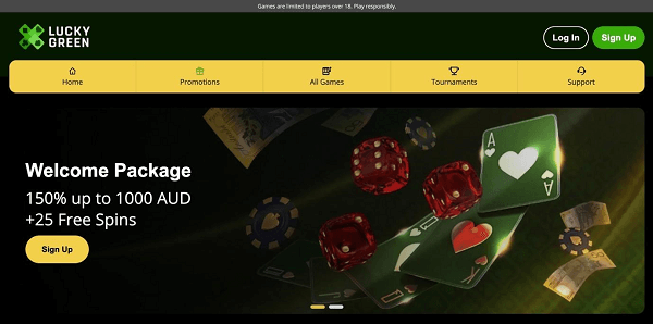 Lucky Green Casino homepage