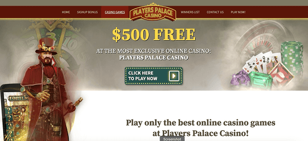Players Palace Casino homepage