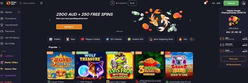 Slotozen Casino homepage