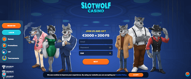 Slotwolf casino homepage