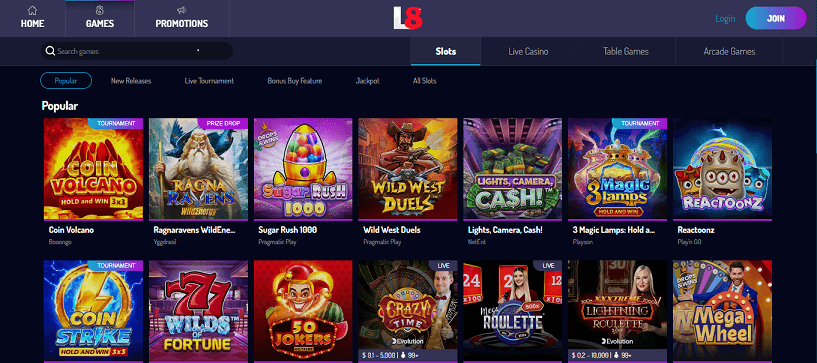 lucky 8 casino slots page