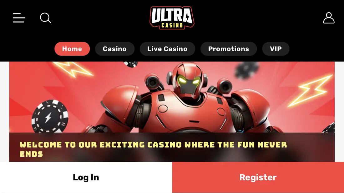 ultra casino mobile homepage