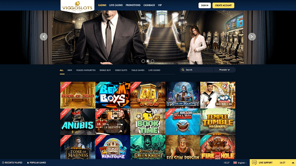 Home page at Viggoslots Casino Canada