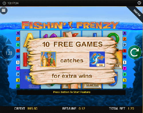 10 Free games win in de online casino slot Fishin Frenzy img