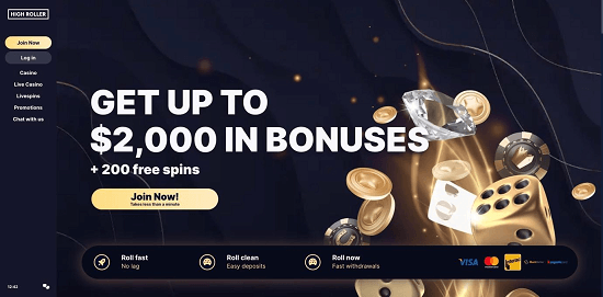 High-Roller-Casino-Homepage-screen