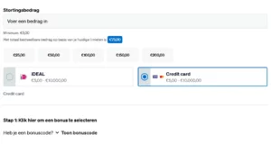 Betcity creditcard stortingsbedrag scherm