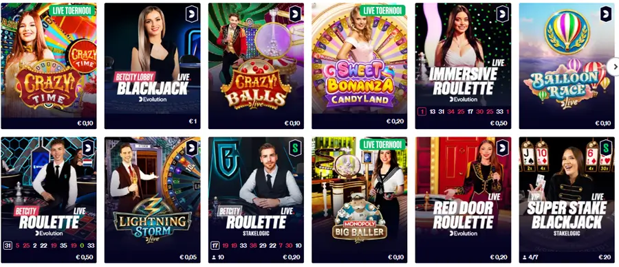 live casino games sectie