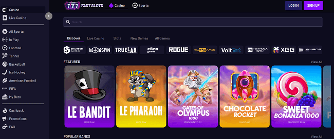Home pagina van fast slots casino