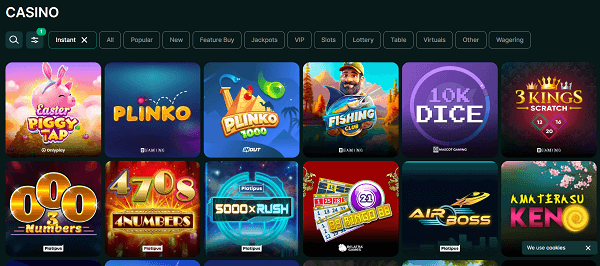 Spelaanbod van Lucky gem casino