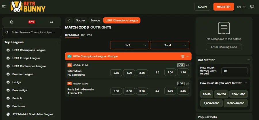 betsbunny-sportsbook-champions-league-screenshot