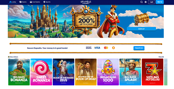 Hoofdpagina van skyhills casino