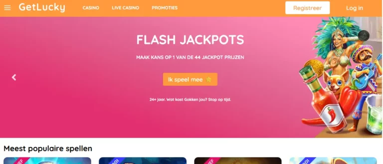 getlucky casino homepage screenshot
