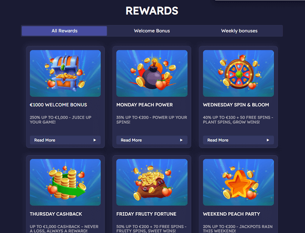 Bonussen van peaches casino