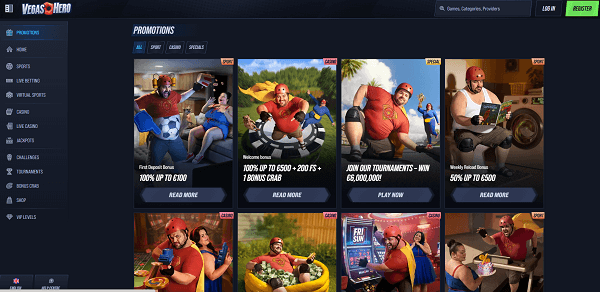 Bonussen van vegas hero casino