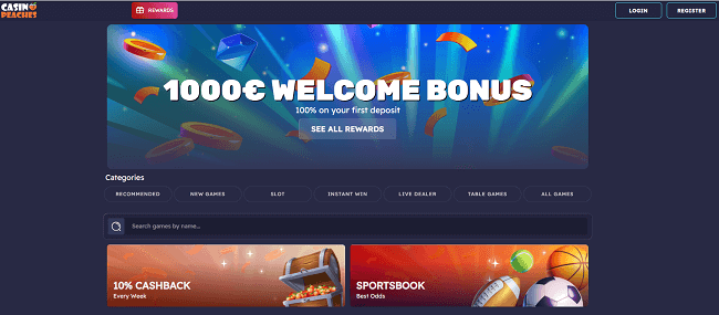 Hoofdpagina van Casino peaches