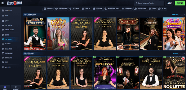 Live casino van VEgashero