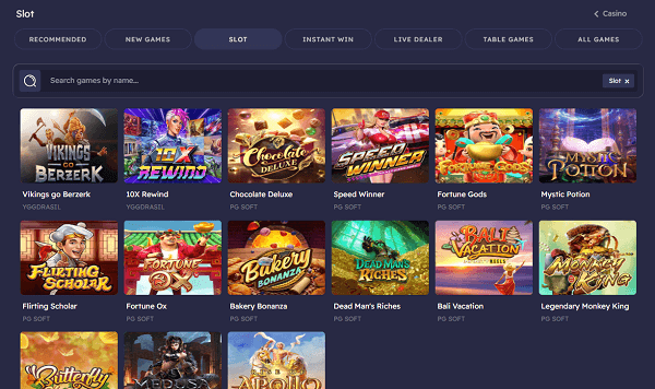 Spelaanbod van Peaches casino