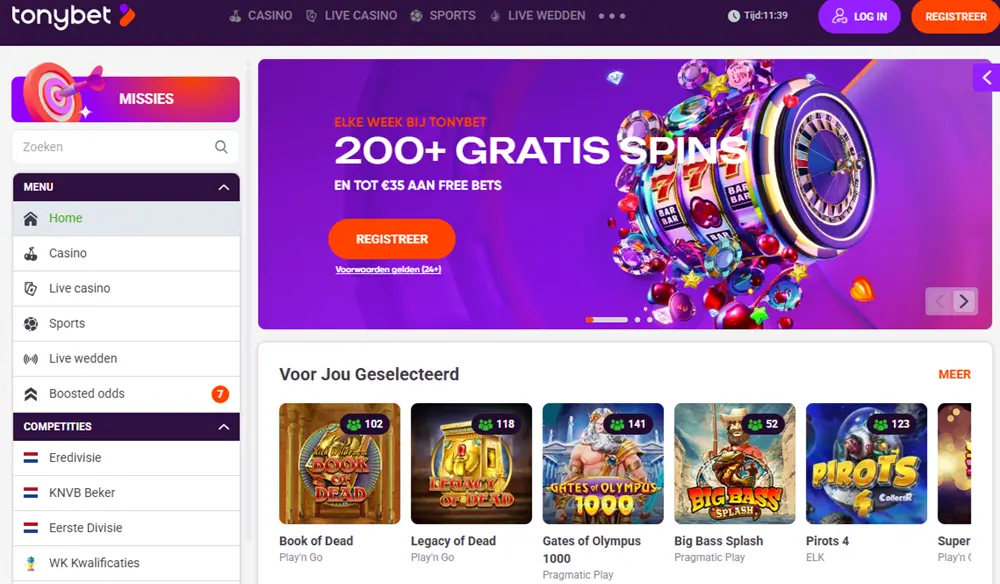 tonybet homepage screenshot