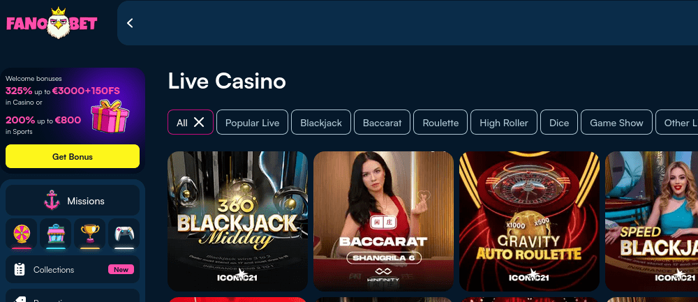Live Casino Fanobet NL