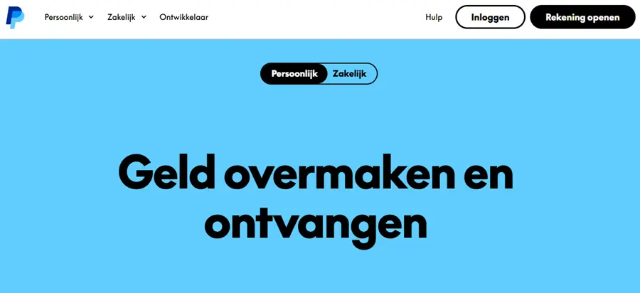 paypal homepage screenshot